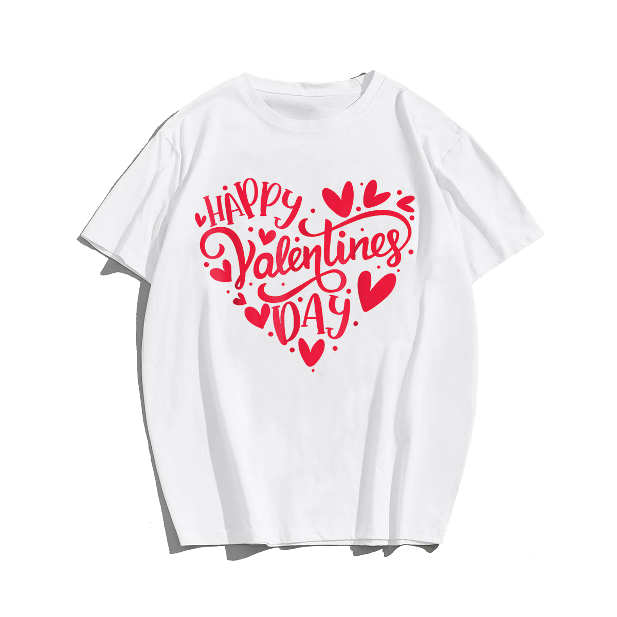 Happy Valentines Day Valentine Heart T-Shirt, Men Plus Size Oversize T-shirt for Big & Tall Man