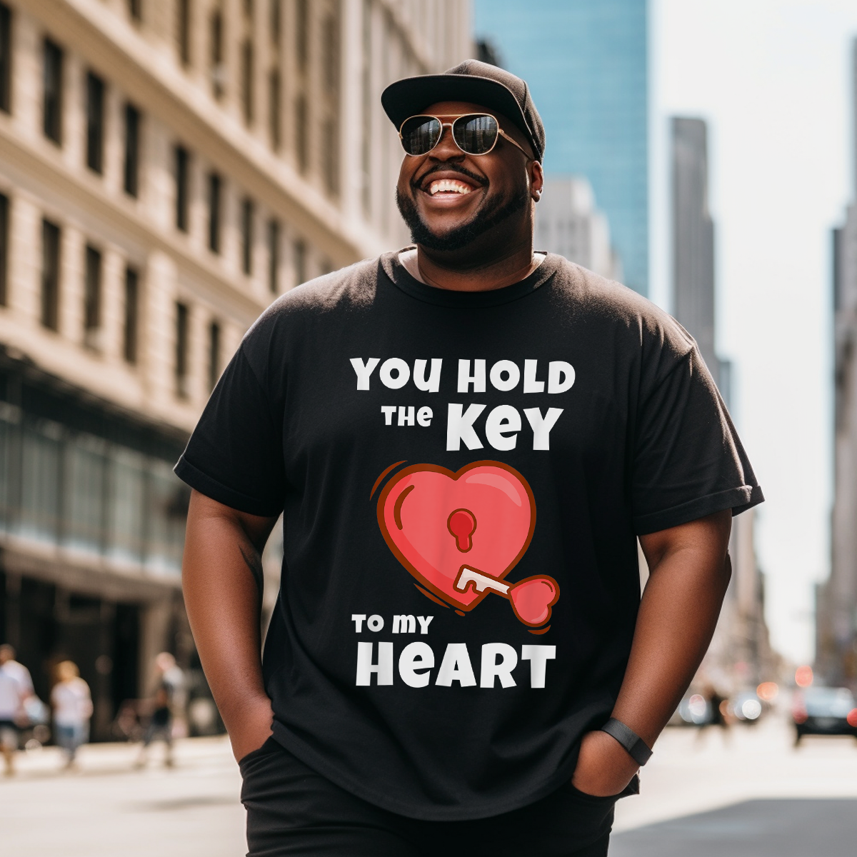You Hold The Key To My Heart Funny Valentines Day T-Shirt, Men Plus Size Oversize T-shirt for Big & Tall Man