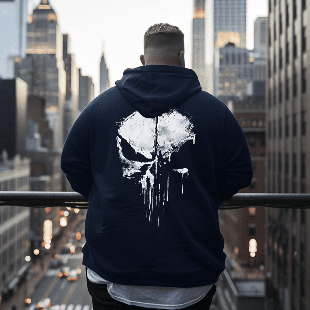 Back Fashion Skull Men's Plus Size Hoodie