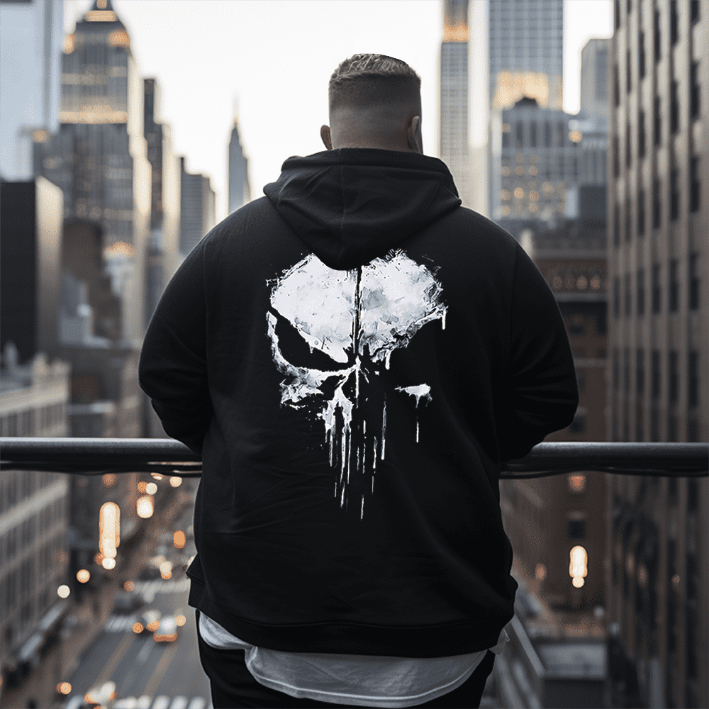 Back Fashion Skull Men's Plus Size Hoodie