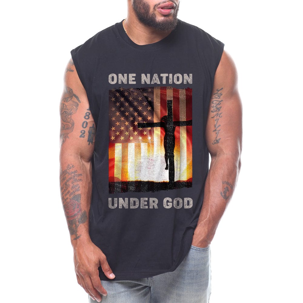 One Nation Under God USA flag Crucifix