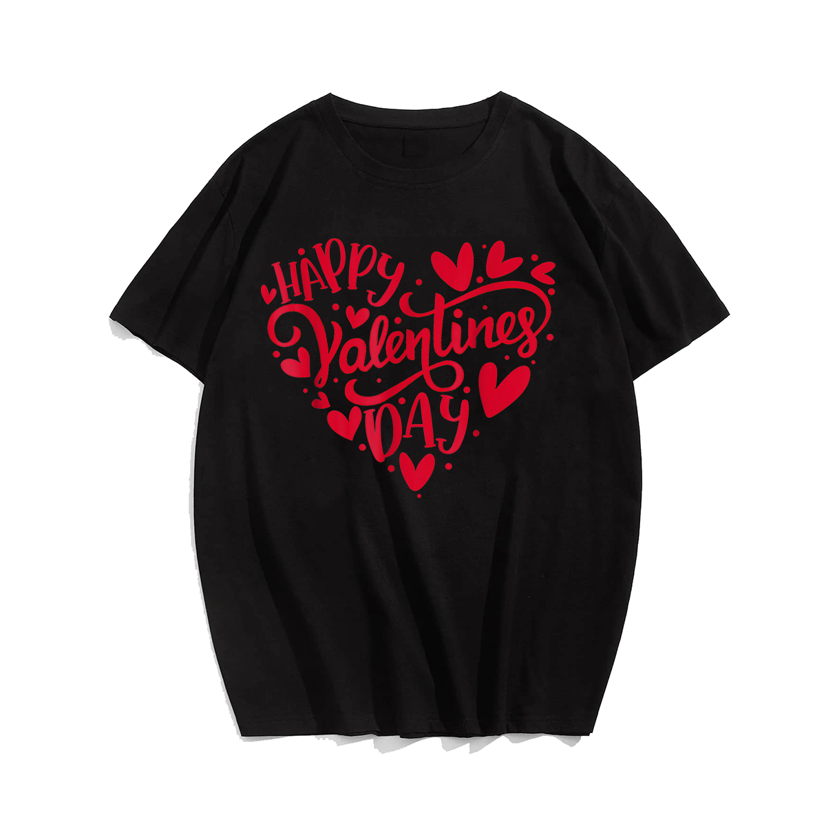 Happy Valentines Day Valentine Heart T-Shirt, Men Plus Size Oversize T-shirt for Big & Tall Man