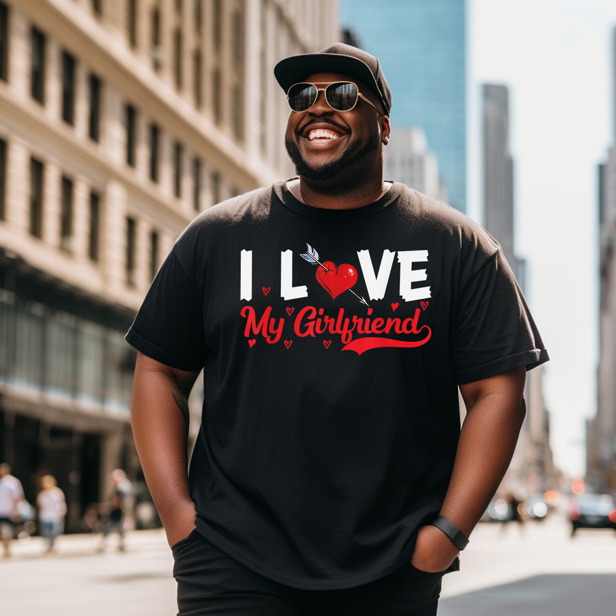 I Love My Girlfriend Gf I Heart My Girlfriend GF T-Shirt Valentines Day T-Shirt, Men Plus Size Oversize T-shirt for Big & Tall Man