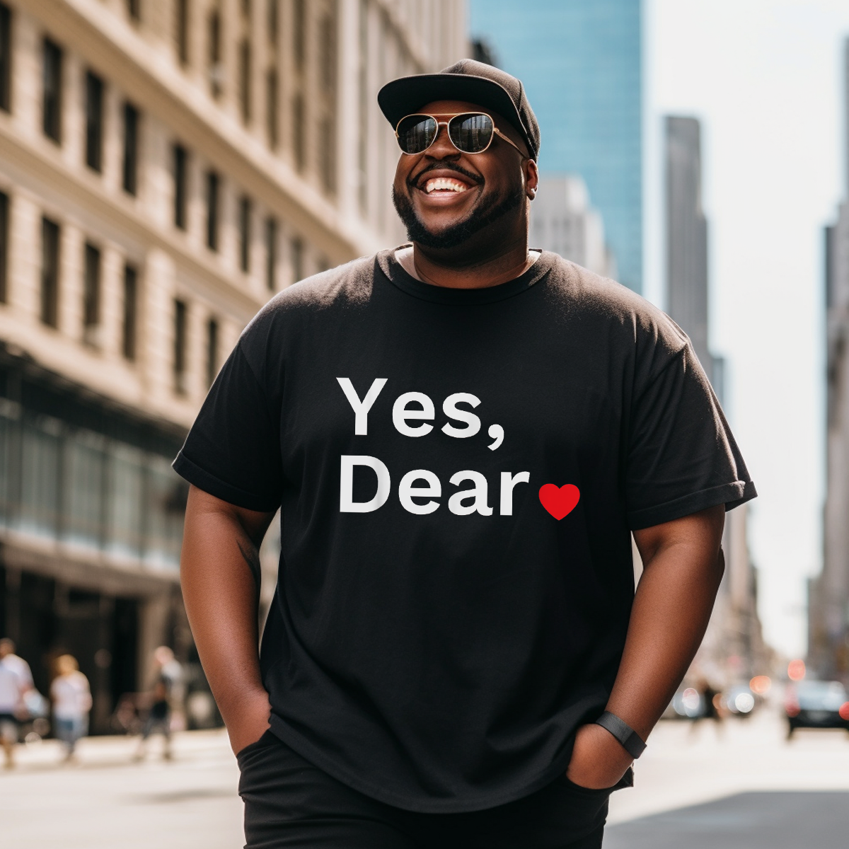 Yes Dear Valentine Valentines Day T-Shirt, Men Plus Size Oversize T-shirt for Big & Tall Man