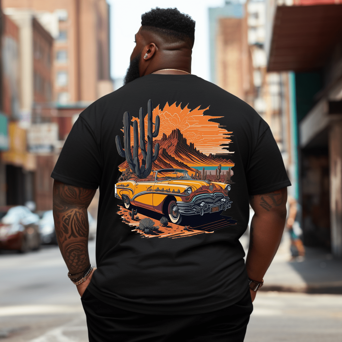 Enjoy Your Vacation Car and Trees Plus Size Men T-Shirt