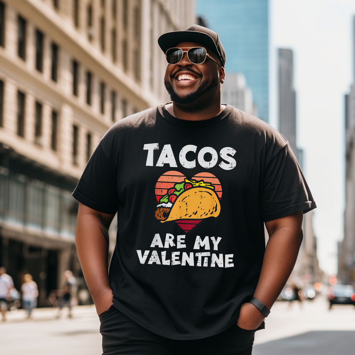 Tacos Are My Valentine Funny Valentines Day T-Shirt, Men Plus Size Oversize T-shirt for Big & Tall Man