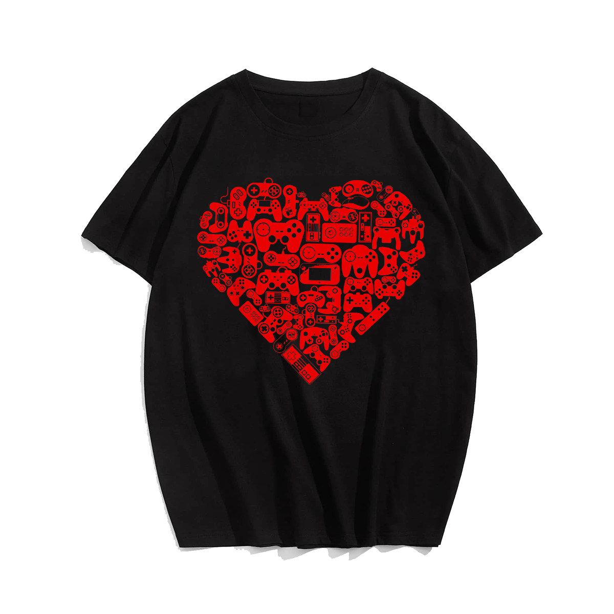 Men Gamer T-Shirt Valentine's Day Shirt, Men Plus Size Oversize T-shirt for Big & Tall Man