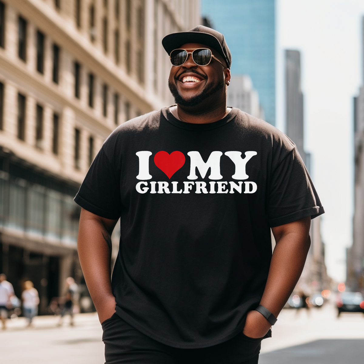 I Love My Girlfriend Gf I Heart My Girlfriend GF T-Shirt T-Shirt, Men Plus Size Oversize T-shirt for Big & Tall Man