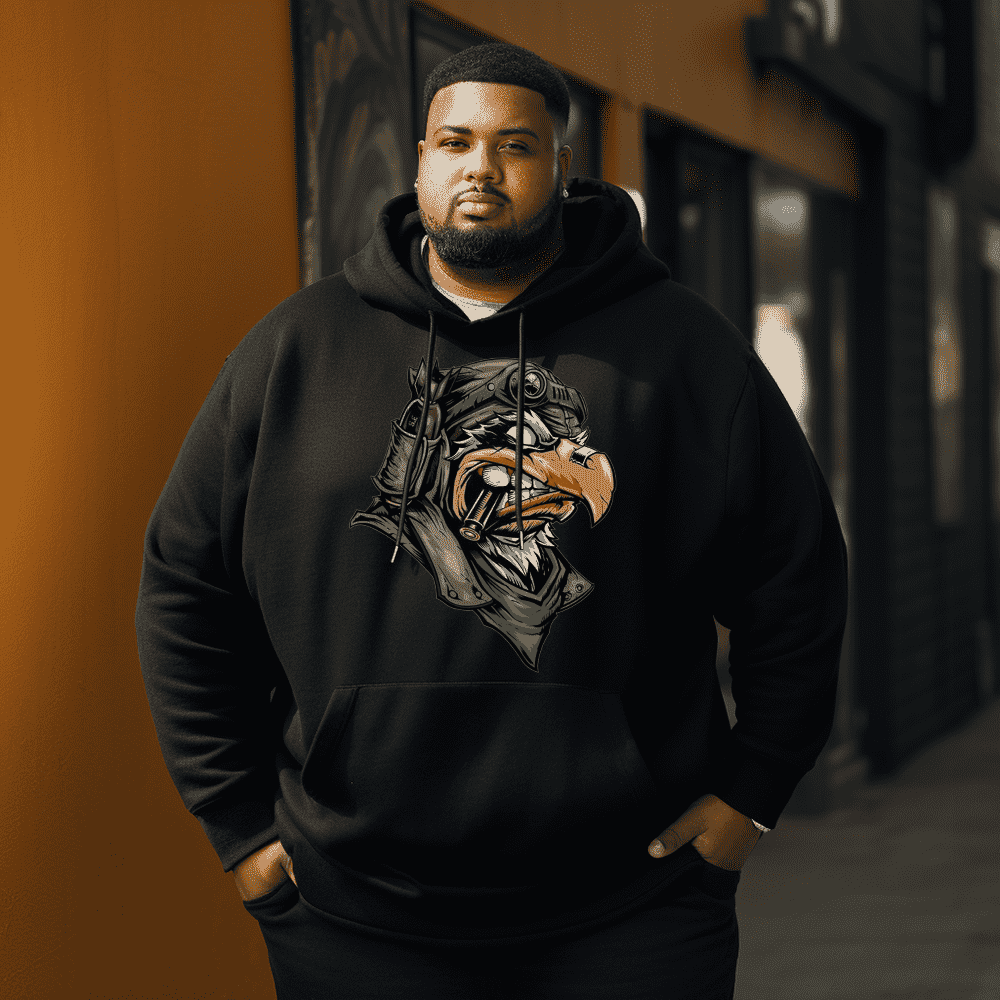 Eagle pilot Men's Plus Size Hoodie