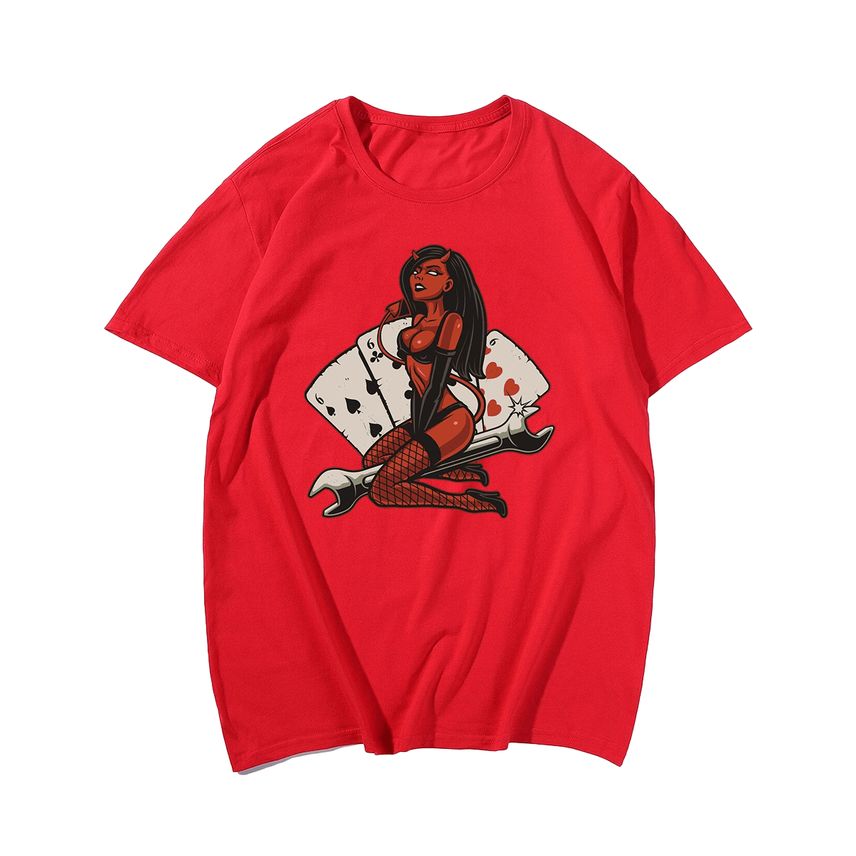 Sexy devil men's plus size T-shirt 100% cotton