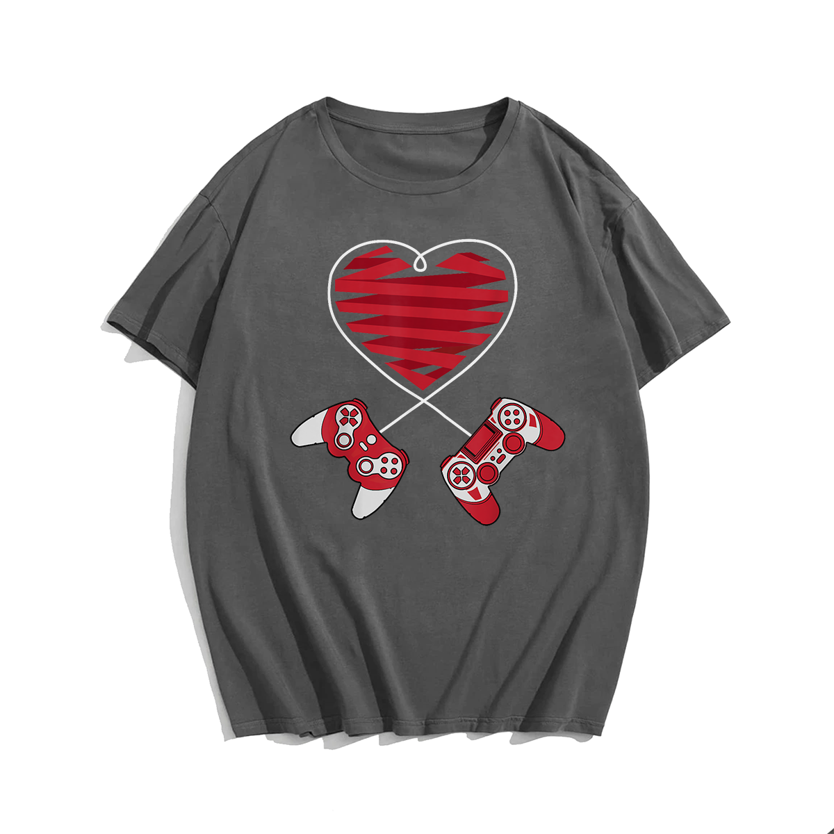 Gamer Shirt Controller Valentine Valentines Day T-Shirt, Men Plus Size Oversize T-shirt for Big & Tall Man