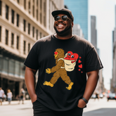 Bigfoot Heart Sasquatch Love T-Shirt, Men Plus Size Oversize T-shirt for Big & Tall