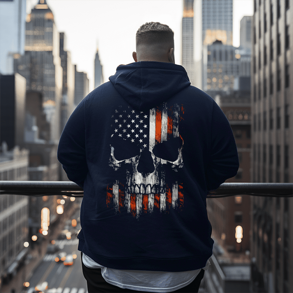 Patriotic Skull Men's Plus Size Hoodie