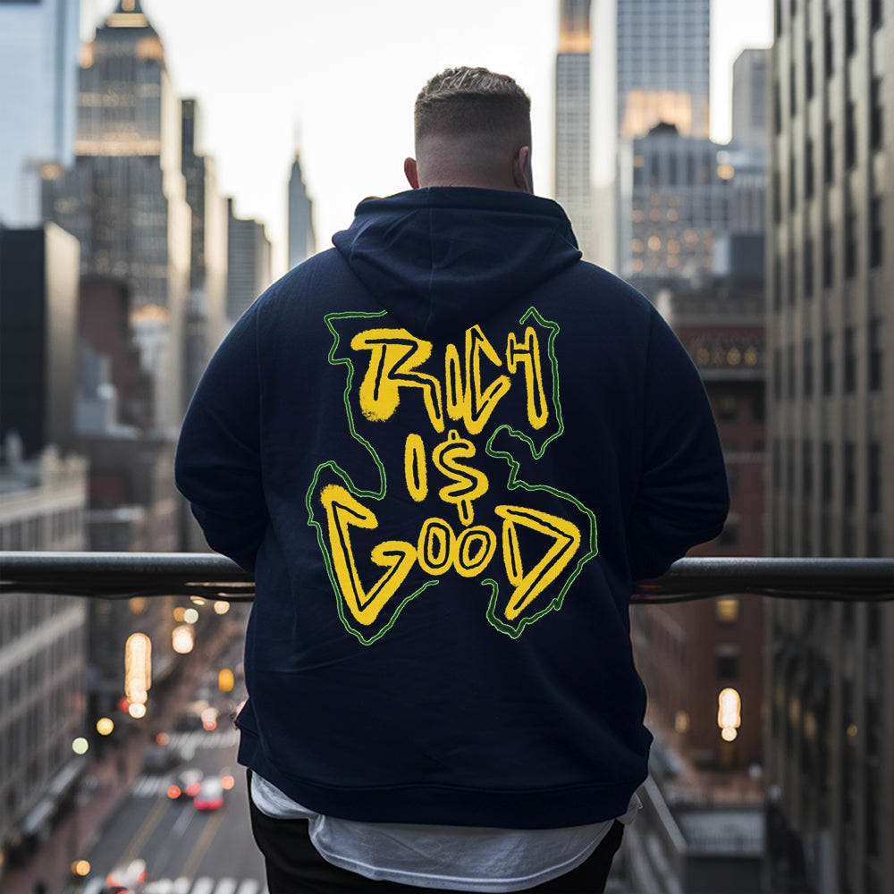 back-fashion rich is good Men's Plus Size Hoodie