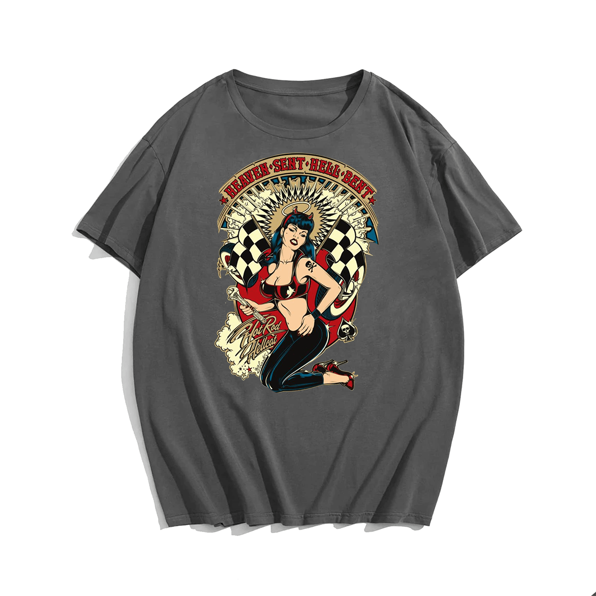 Heaven sent hell bent men's plus size T-shirt 100% cotton