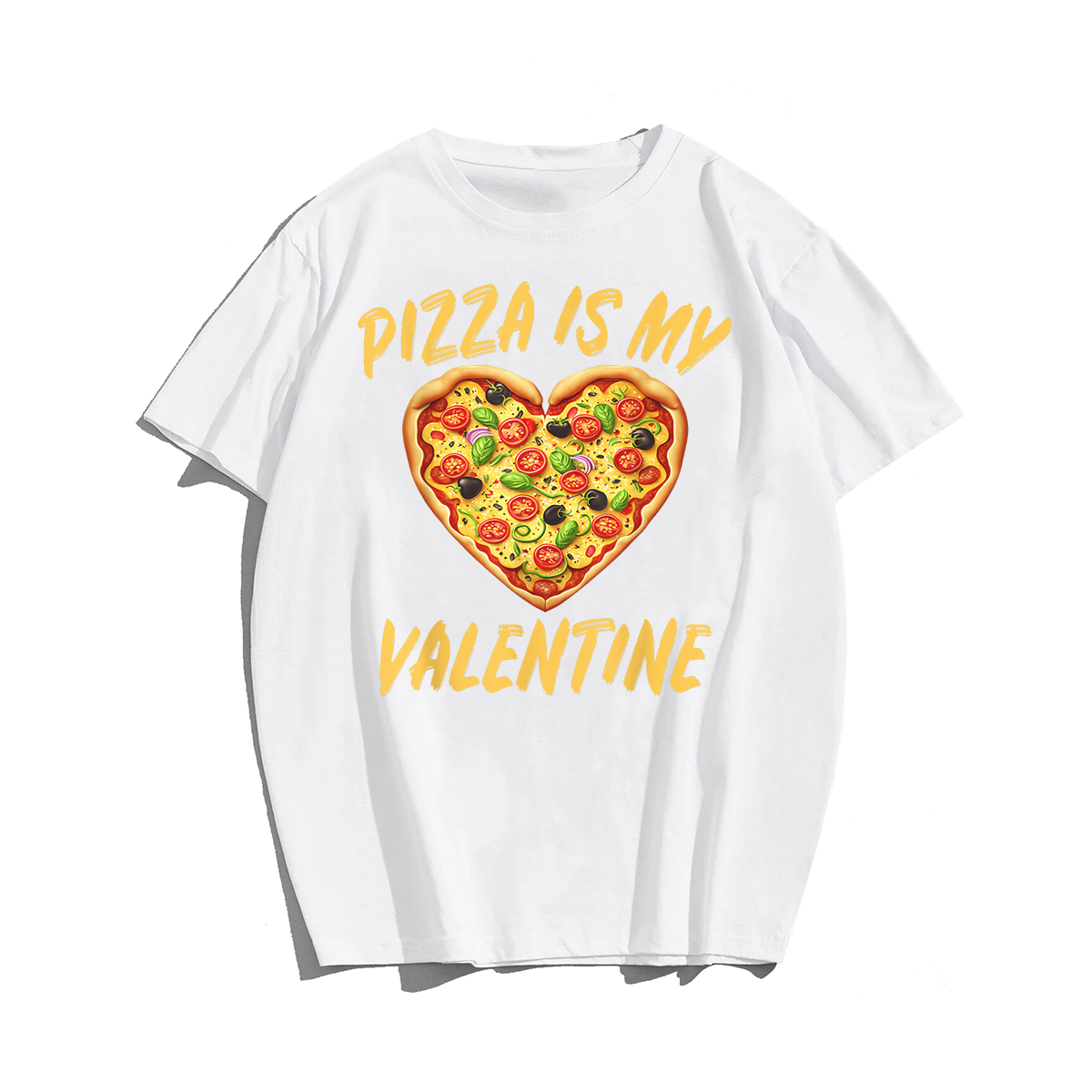 Pizza Is My Valentine Valentines Day Heart T-Shirt, Men Plus Size Oversize T-shirt for Big & Tall Man