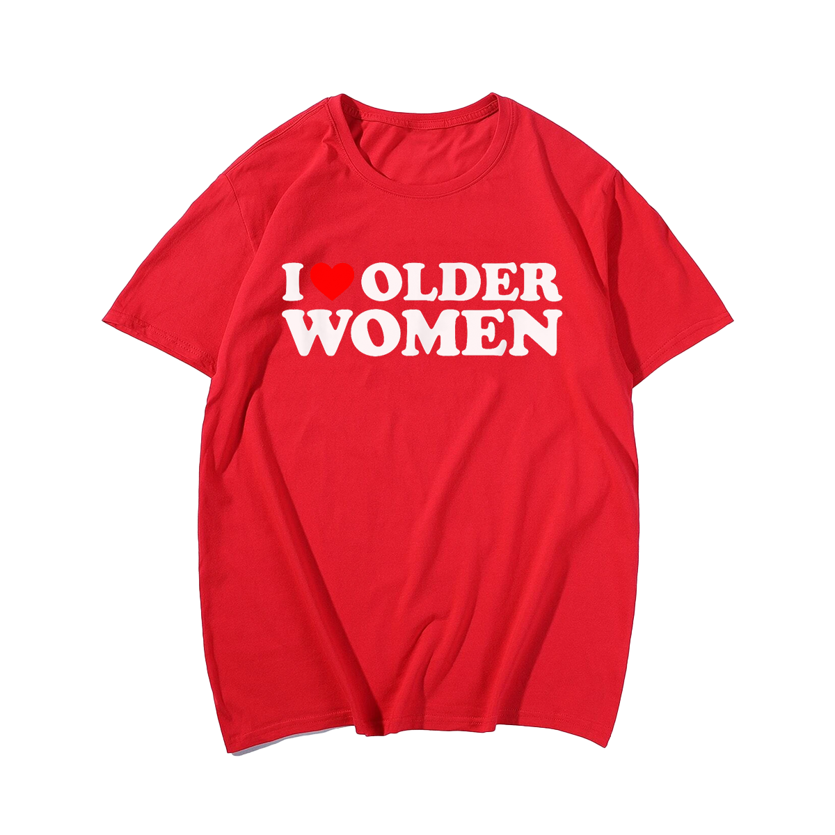 I Love Older Women T-Shirt Valentines Day Heart T-Shirt, Men Plus Size Oversize T-shirt for Big & Tall Man