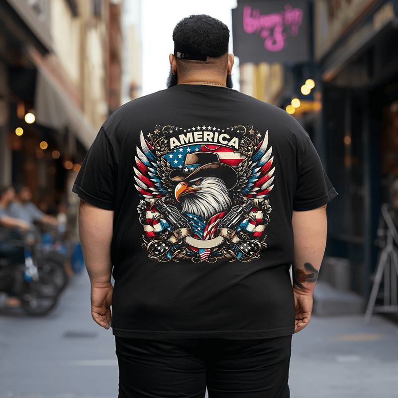 American Flag T-Shirt Graphic Patriotic Tees Shirts for Men, Oversized T-Shirt for Big and Tall 1XL-9XL
