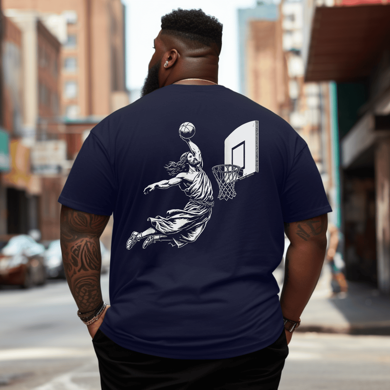 Funny Jesus Basketball Plus Size Men T-Shirt