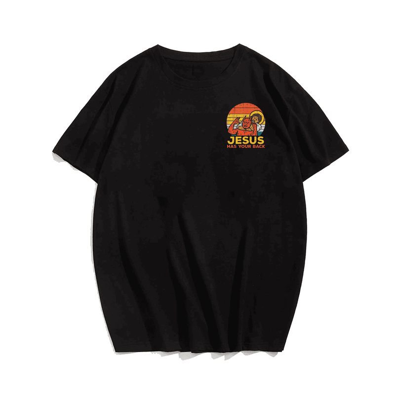 Jesus Has Your Back Jiu Jitsu Retro Christian T-Shirt Plus Size Men T-Shirt