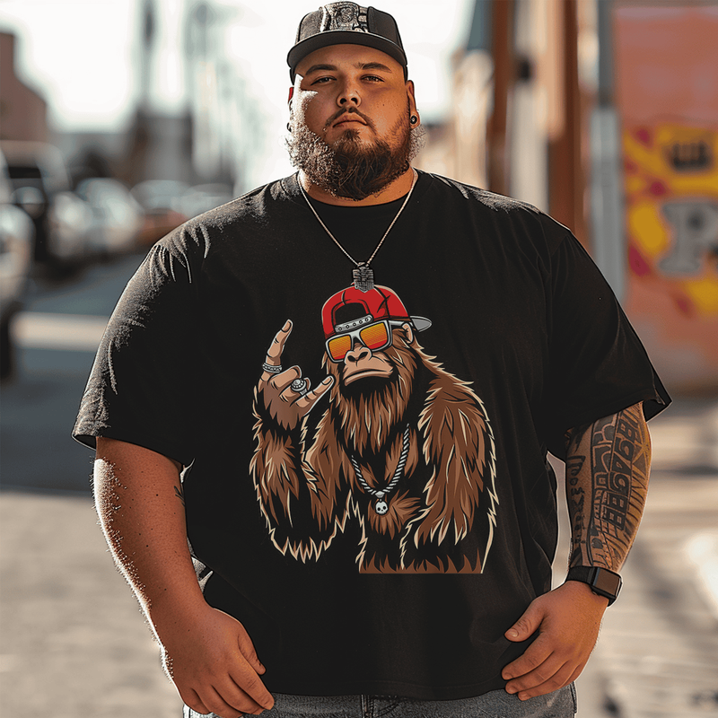 Bigfoot Sasquatch Rock On Hand Rock And Roll Music Lover T-Shirt, Men Plus Size T-shirt