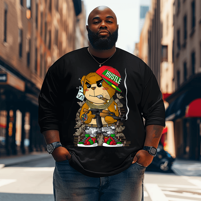 Teddy Bear Men Plus Size Long Sleeve T-Shirt
