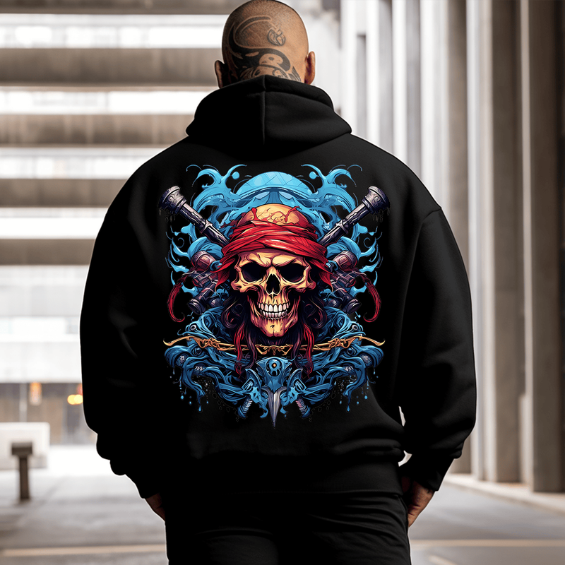 Pirate Portrait Men's Racking Rounds Plus Size Hoodie