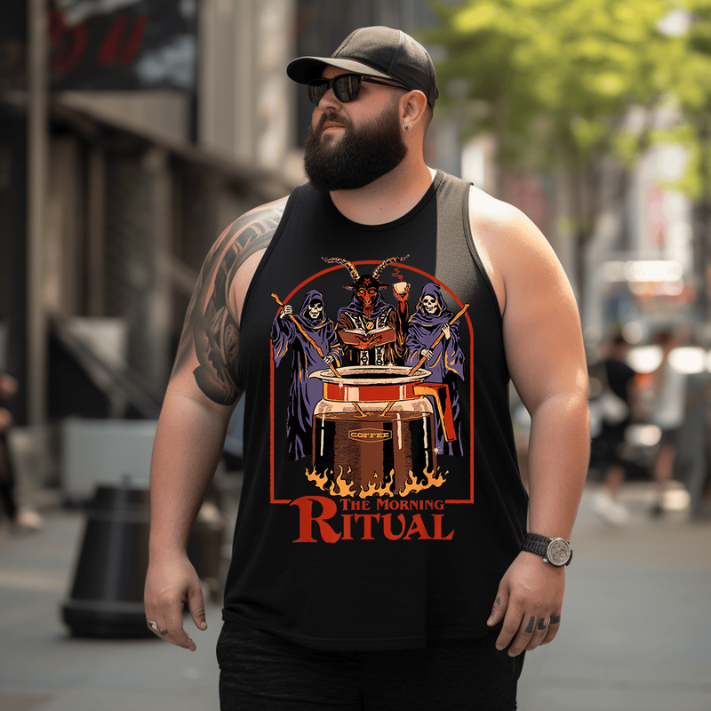 Coffee Lovers Tank Top Sleeveless Tee, Oversized T-Shirt for Big and Tall