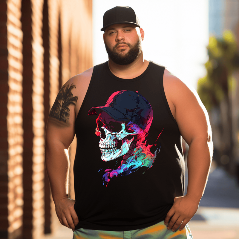 Skull With Cap #1 Tank Top Sleeveless Tee, Oversized T-Shirt for Big and Tall