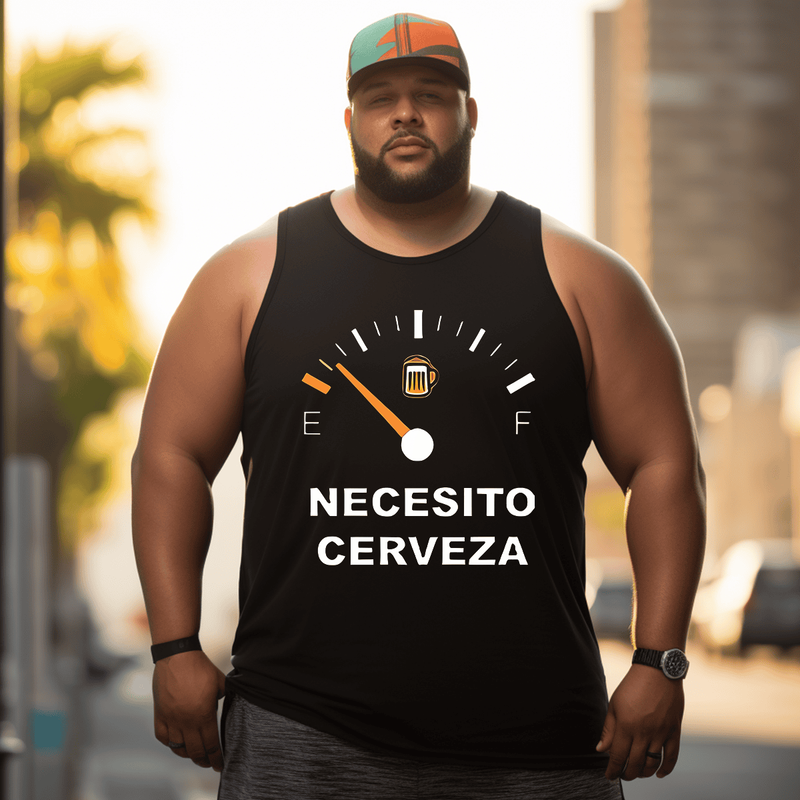 Men's Casual Crew Neck Tank Top Sleeveless Tee, Oversized T-Shirt for Big and Tall