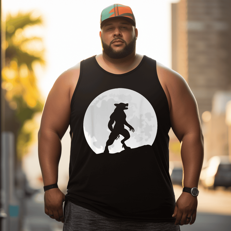 Werewolf Wolf Moon Tank Top Sleeveless Tee, Oversized T-Shirt for Big and Tall