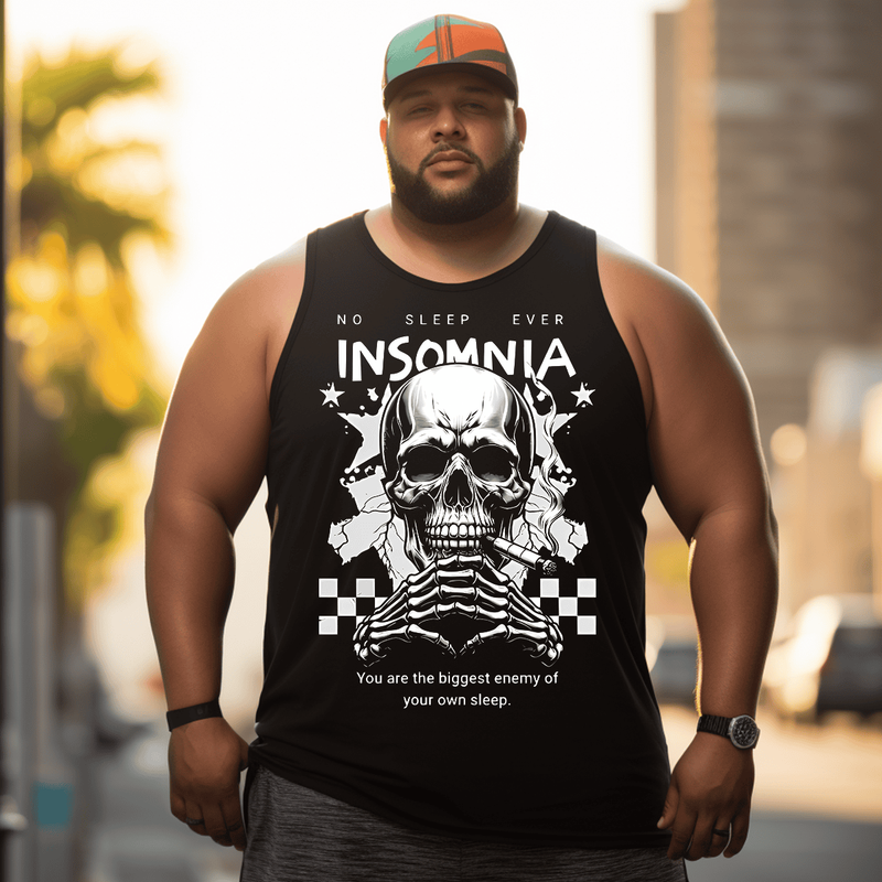 Popular Pattern Men Tank Top, Plus Size Oversize Sleeveless T-shirt for Big & Tall Man