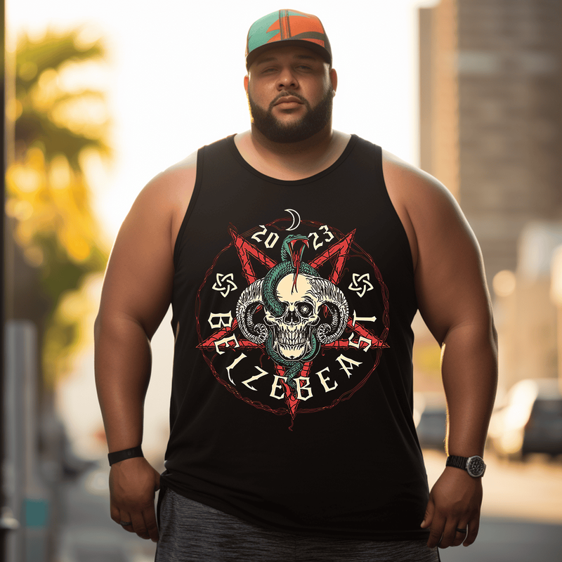 Satanic 2# Tank Top Sleeveless Tee, Oversized T-Shirt for Big and Tall