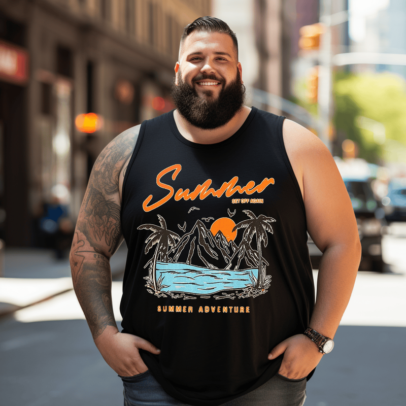 Men's Graphic Tank Top Sleeveless Tee, Oversized T-Shirt for Big and Tall
