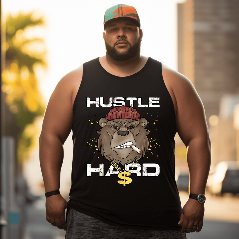 Cute Teddy Bear Tank Top Sleeveless Tee, Oversized T-Shirt for Big and Tall