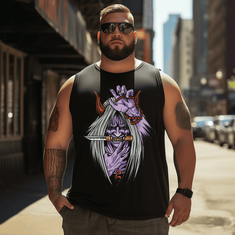 Shiki Fūjin Men Anime Graphic Tank Top Sleeveless Tee, Oversized T-Shirt for Big and Tall