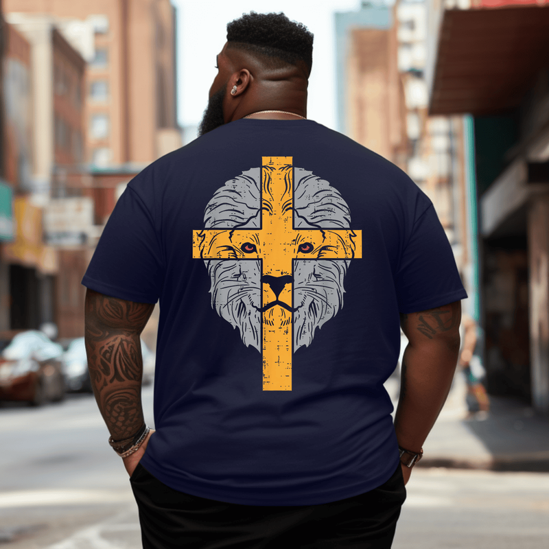 Lion Cross God Jesus Christian T-Shirt for Men Plus Size Men T-Shirt