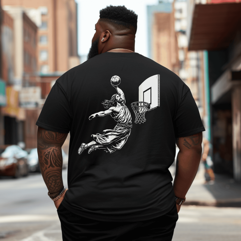Funny Jesus Basketball Plus Size Men T-Shirt