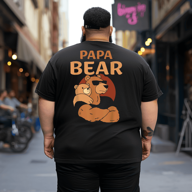 Papa Bear Bears Men Plus Size T-Shirt, Oversized T-Shirt for Big and Tall 1XL-9XL