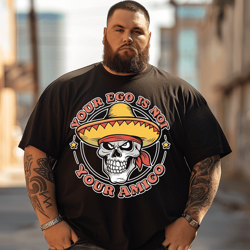 Skull Creative Men T-shirt, Plus Size Oversize T-shirt for Big & Tall Man