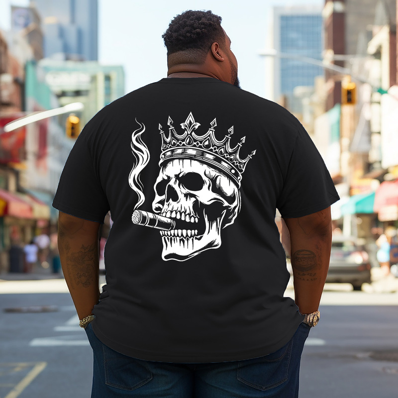 Men's Skull King Smoking Cigar Plus Size T-Shirt