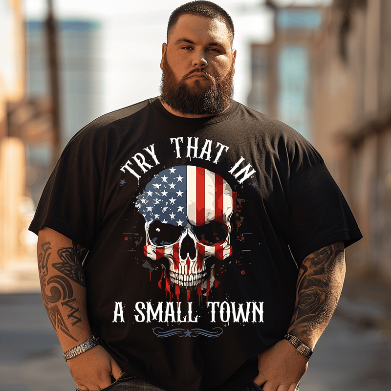 That in A Small Town Country Music Skull Men's T-Shirt, Plus Size Oversize T-shirt for Big & Tall Man