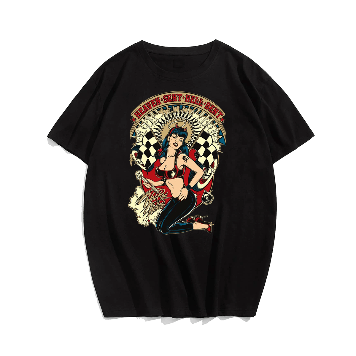 Heaven sent hell bent men's plus size T-shirt 100% cotton