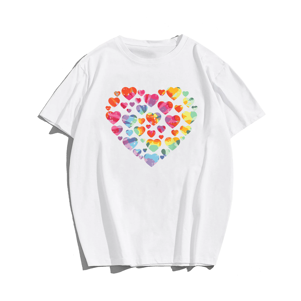Valentines Day Heart Hearts T-Shirt, Men Plus Size Oversize T-shirt for Big & Tall Man