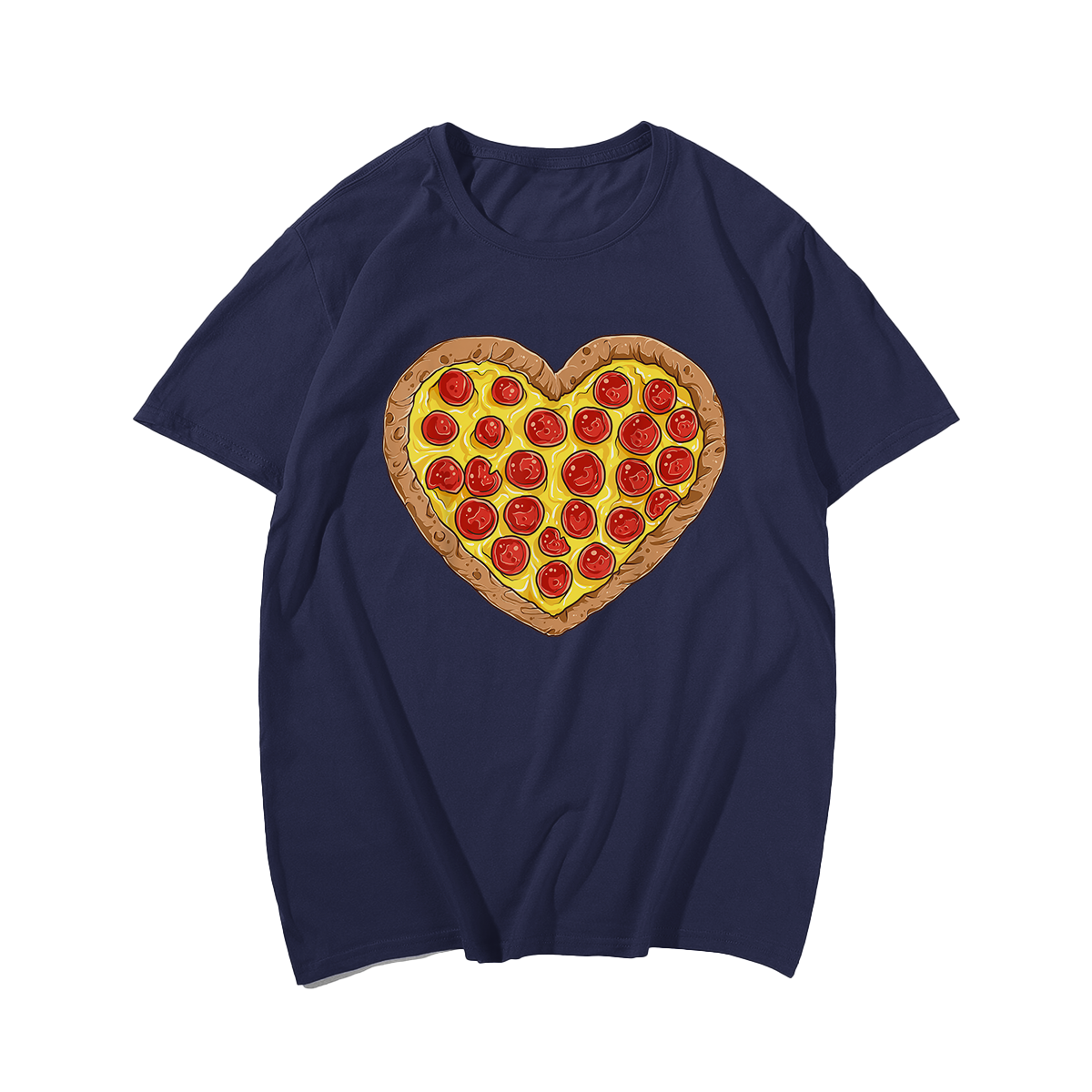 Pizza Heart Valentines Day T-Shirt, Men Plus Size Oversize T-shirt for Big & Tall Man