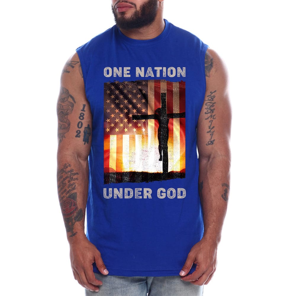 One Nation Under God USA flag Crucifix