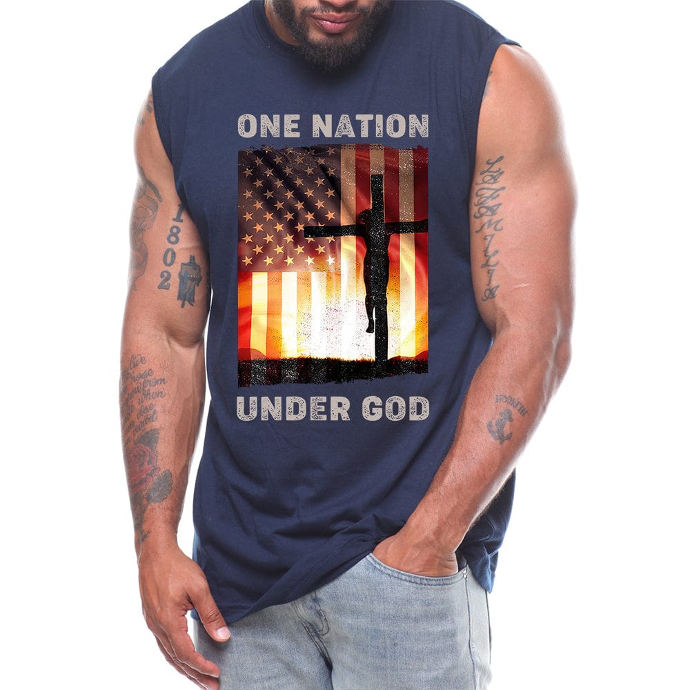One Nation Under God USA flag Crucifix