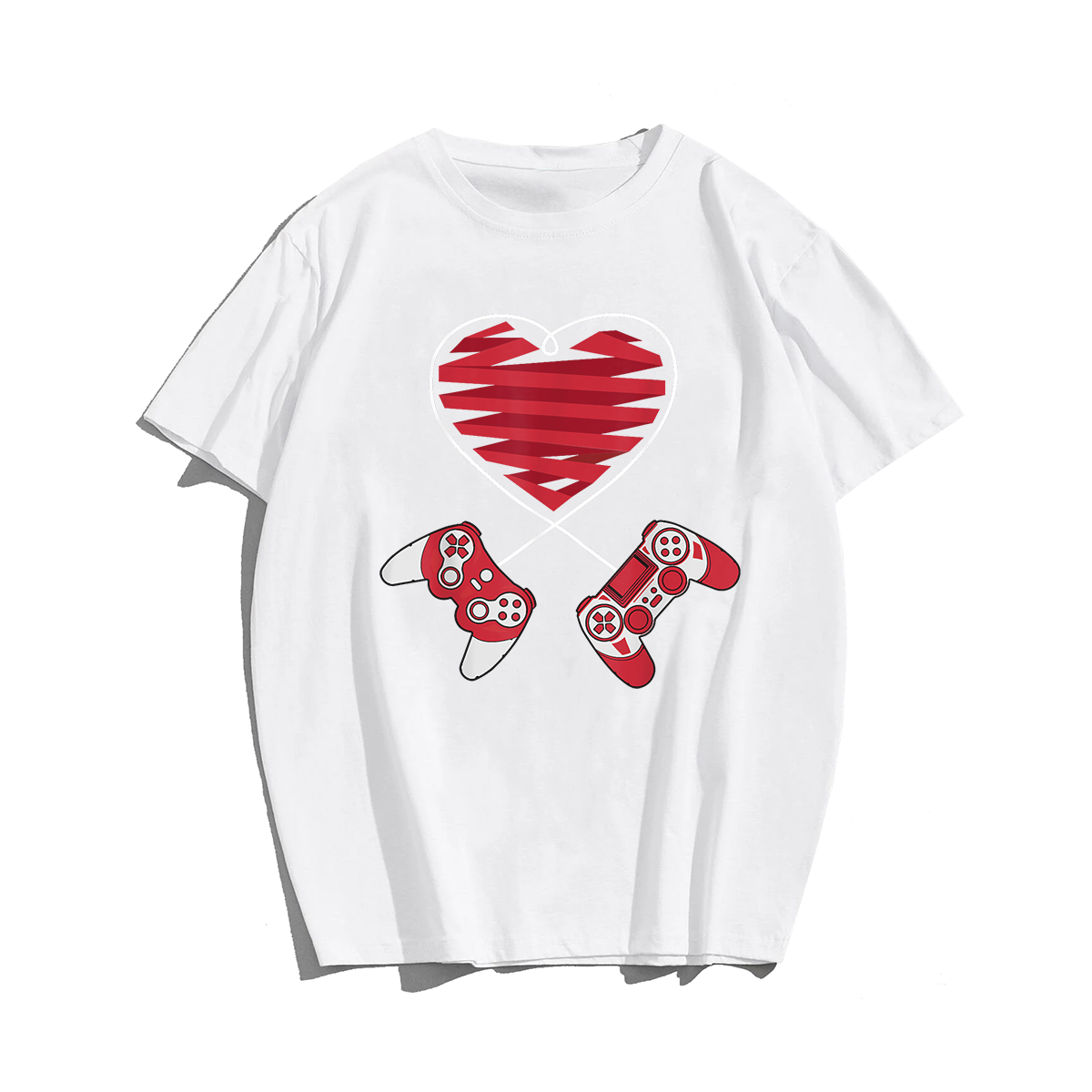 Gamer Shirt Controller Valentine Valentines Day T-Shirt, Men Plus Size Oversize T-shirt for Big & Tall Man