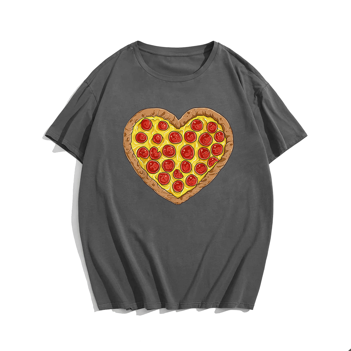 Pizza Heart Valentines Day T-Shirt, Men Plus Size Oversize T-shirt for Big & Tall Man