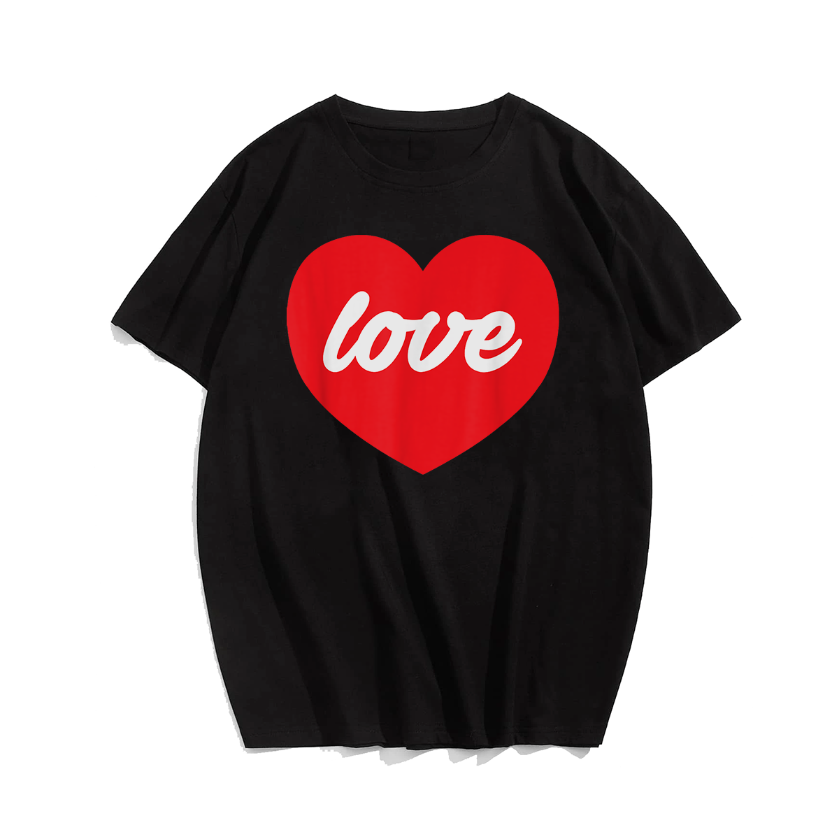 Love Heart Valentines Day T-Shirt, Men Plus Size Oversize T-shirt for Big & Tall Man